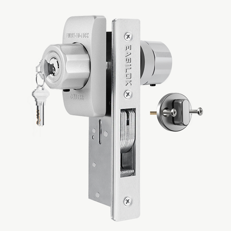 storefront door locks SM29HS,Mortise lock Hook Deadbolt & single Keyed Cylinder Combo,taking placement the Adams Rite, Keyless Locking+Keyed Entry with SC Keyway (1-1/8" Backset) ,silver