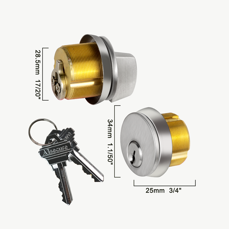 Storefront Pro Hardware Keyed Mortise Lock Cylinder and Thumb Turn Kit With Keys, Silver Finish