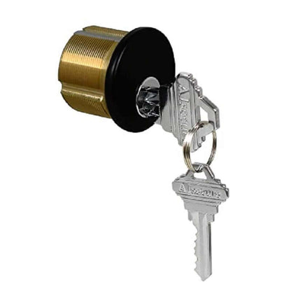 AIsecure Commercial Door Lock Mortise Cylinder with 2 Keys for SC Keyway Brass Finish Black