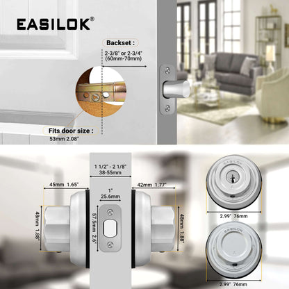 EASILOK E4 twist to lock deadbolt without any keys for front door knob lock Silver 3 Packs