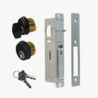 Storefront Deadbolt with 2 Key Cylinders in Black Finish ,Swing Deadbolt ,1.1/8"