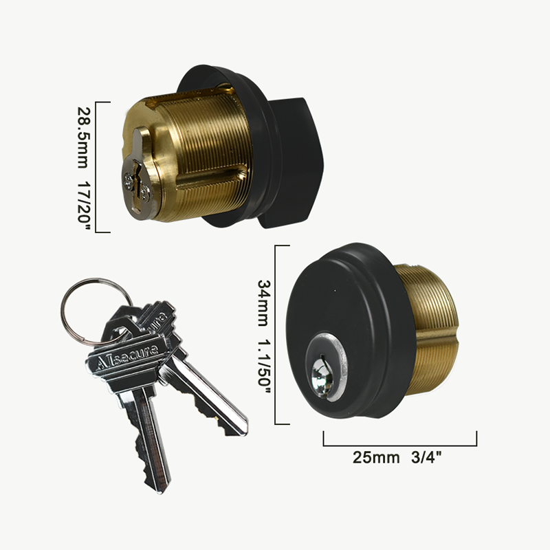 Aluminum Storefront Door Lock 2 Pack Mortise Key Cylinder With Same Keys Black