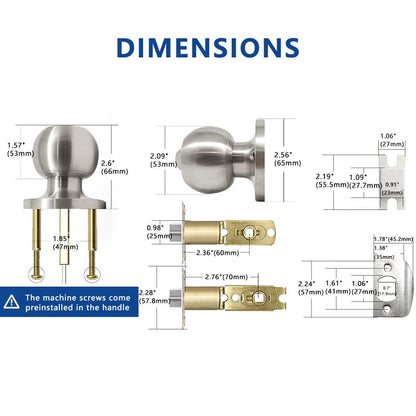 EASILOK Keyed Entry Door Knob with Lock Interior and Unidirectional knob Door Lock Standard Ball Satin Nickel