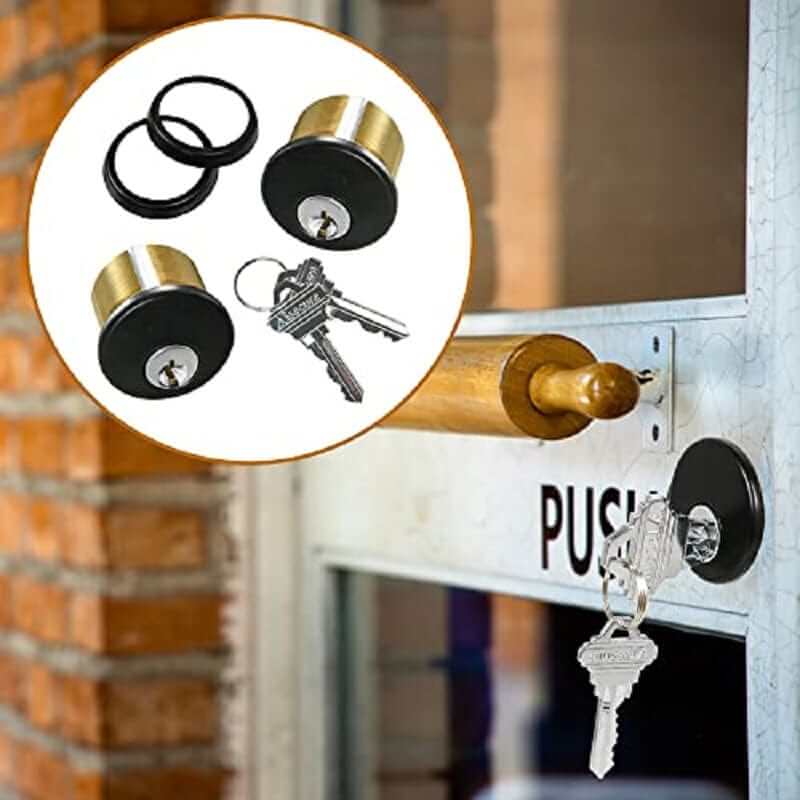 AIsecure Commercial Door Lock Mortise Cylinder with 2 Keys for SC Keyway Brass Finish Black