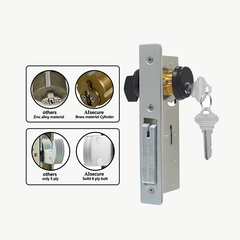 Storefront Deadbolt with 2 Key Cylinders in Black Finish ,Swing Deadbolt ,1.1/8"