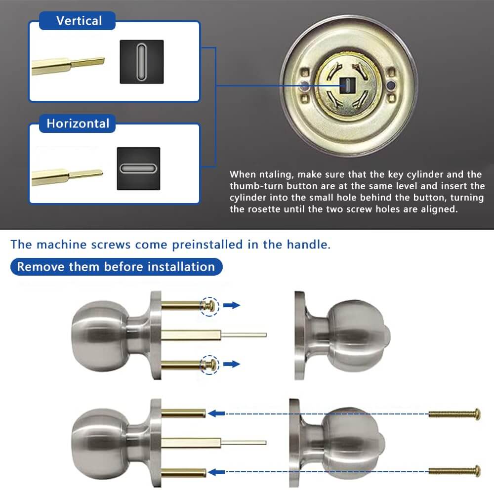 EASILOK Keyed Entry Door Knob with Lock Interior and Unidirectional knob Door Lock Standard Ball Satin Nickel