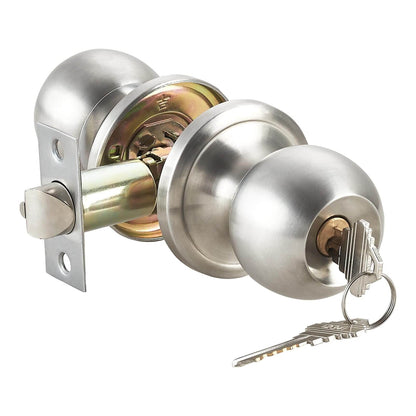 EASILOK Keyed Entry Door Knob with Lock Interior and Unidirectional knob Door Lock Standard Ball Satin Nickel