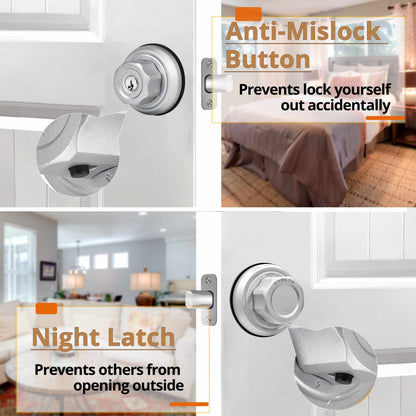 EASILOK E4 twist to lock deadbolt without any keys for front door knob lock Silver 3 Packs