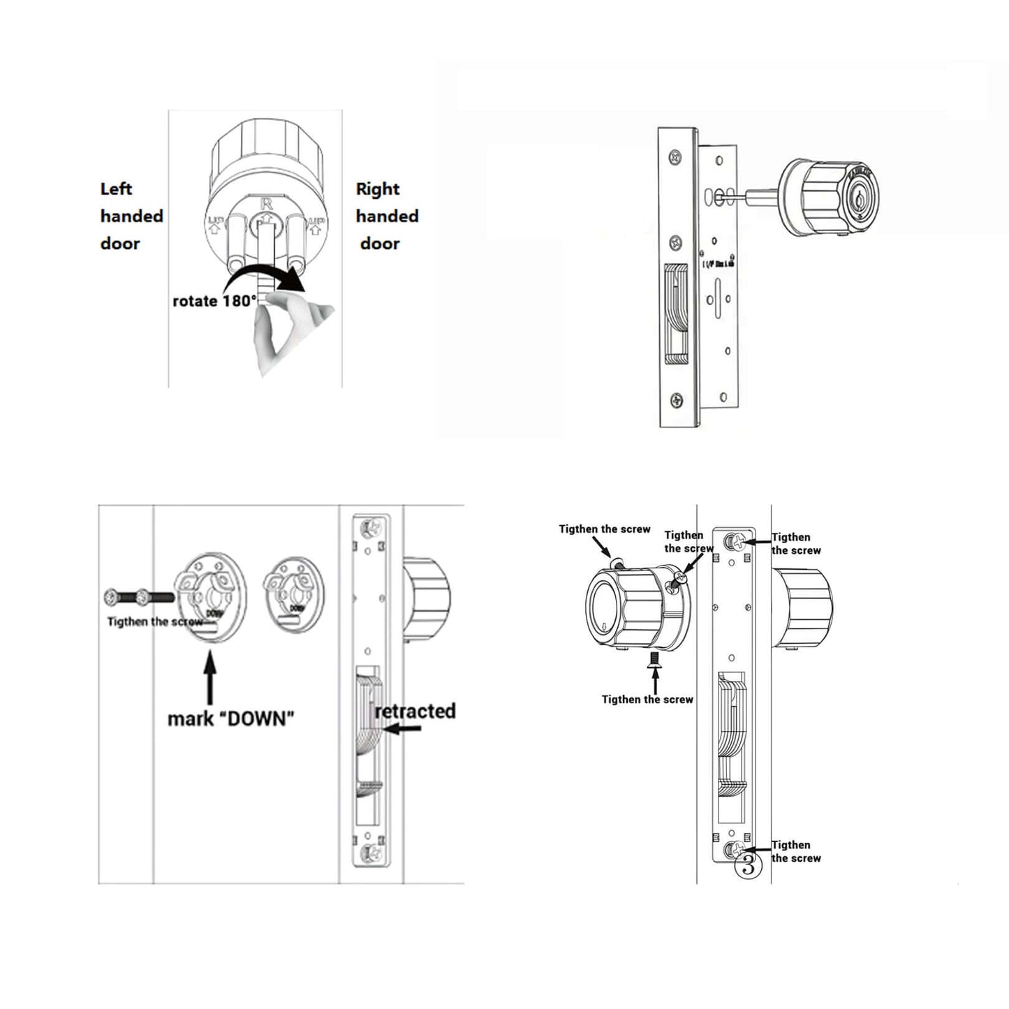 AIsecure A5 Twist-to-Lock Storefront Door Lock Keyless with an Inaccessible Bypass Tool Open with an Anti-Mislock Button,Black,Deadbolt,Silver Backset 31/32“