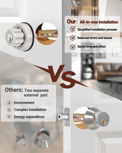 EASILOK A3 twist to lock deadbolt without any keys for front door knob lock black