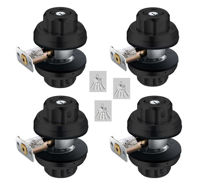 EASILOK E2 twist to lock deadbolt without any keys for front door knob lock Black 4Packs(Dimple key)