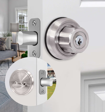 EASILOK A3  twist to lock deadbolt without any keys for front door knob lock silver