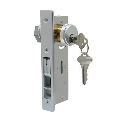 Storefront Door Lock Alsecure Commerical Door Mortise Lock for Aluminum Shop Doors, Hookbolt, 31/32" BACKSET Silver