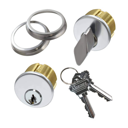 AIsecure Storefront Door Lock Mortise Cylinder Brass Commercial Door Lock Cylinder Replacements with SC Keyway Keys & Thumbturn for Aluminum Doors Silver