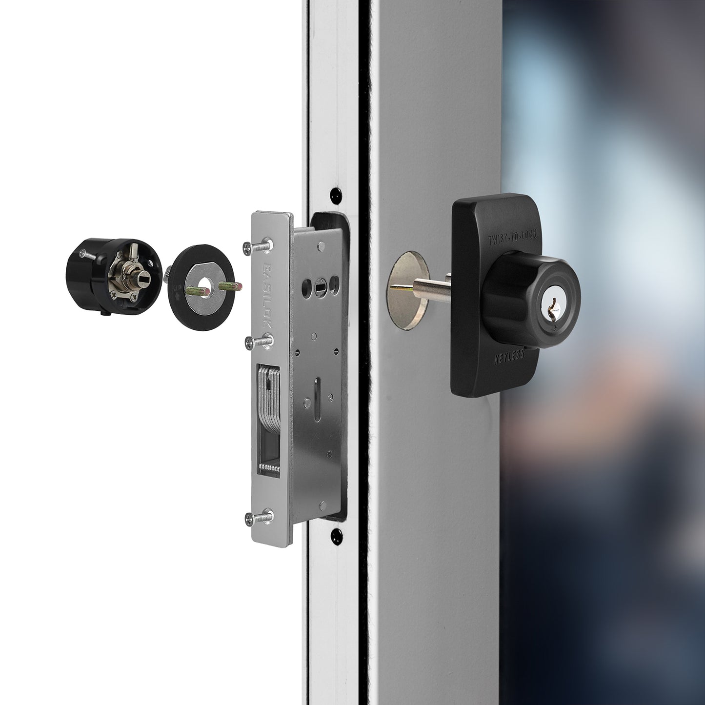 storefront door locks SM29HS,Mortise lock Hook Deadbolt & single Keyed Cylinder Combo,taking placement the Adams Rite, Keyless Locking+Keyed Entry with SC Keyway (1-1/8" Backset) ,silver