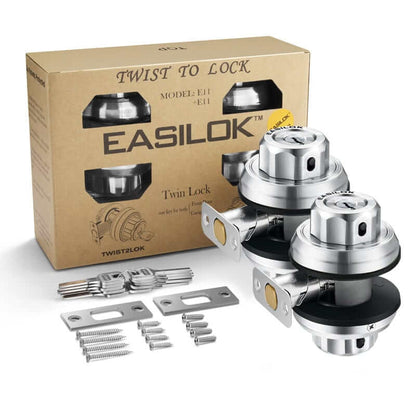 EASILOK E2 twist to lock deadbolt without any keys for front door knob lock Black 4Packs(Dimple key)