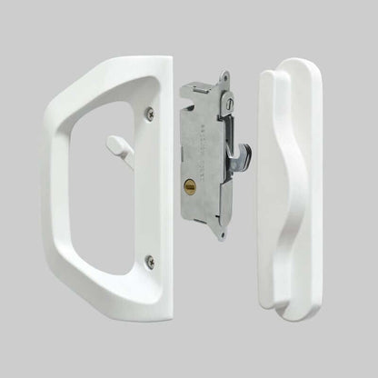 EASILOK A10-Normal Sliding Patio Door Handle Set with Mortise Lock, Fits Door Thickness from 1-1/2" to 2-4/25", 3-15/16''Screw Hole Spacing, Matte White