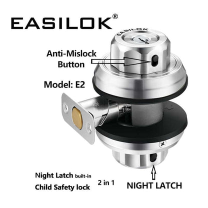 EASILOK E2 twist to lock deadbolt without any keys for front door knob lock Black 3Packs(Dimple key)