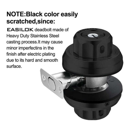 EASILOK E2 twist to lock deadbolt without any keys for front door knob lock Black(Dimple key)