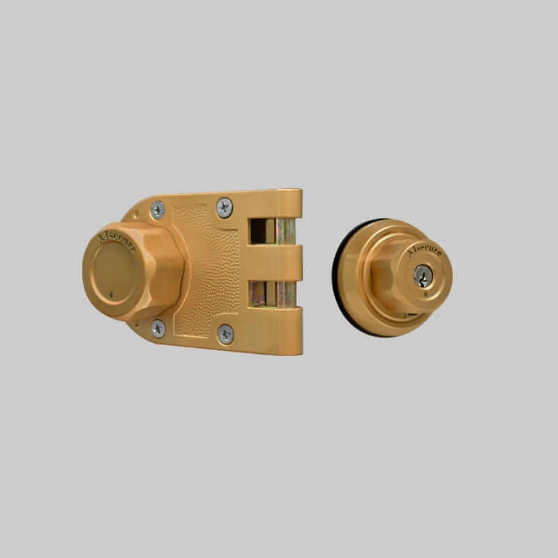 AIsecure Twist to Lock Jimmy Proof Deadbolt Lock Keyless with Unpickable Night Latch&Anti-Mislock Button,304 Stainless Steel, SC Keys,Brass