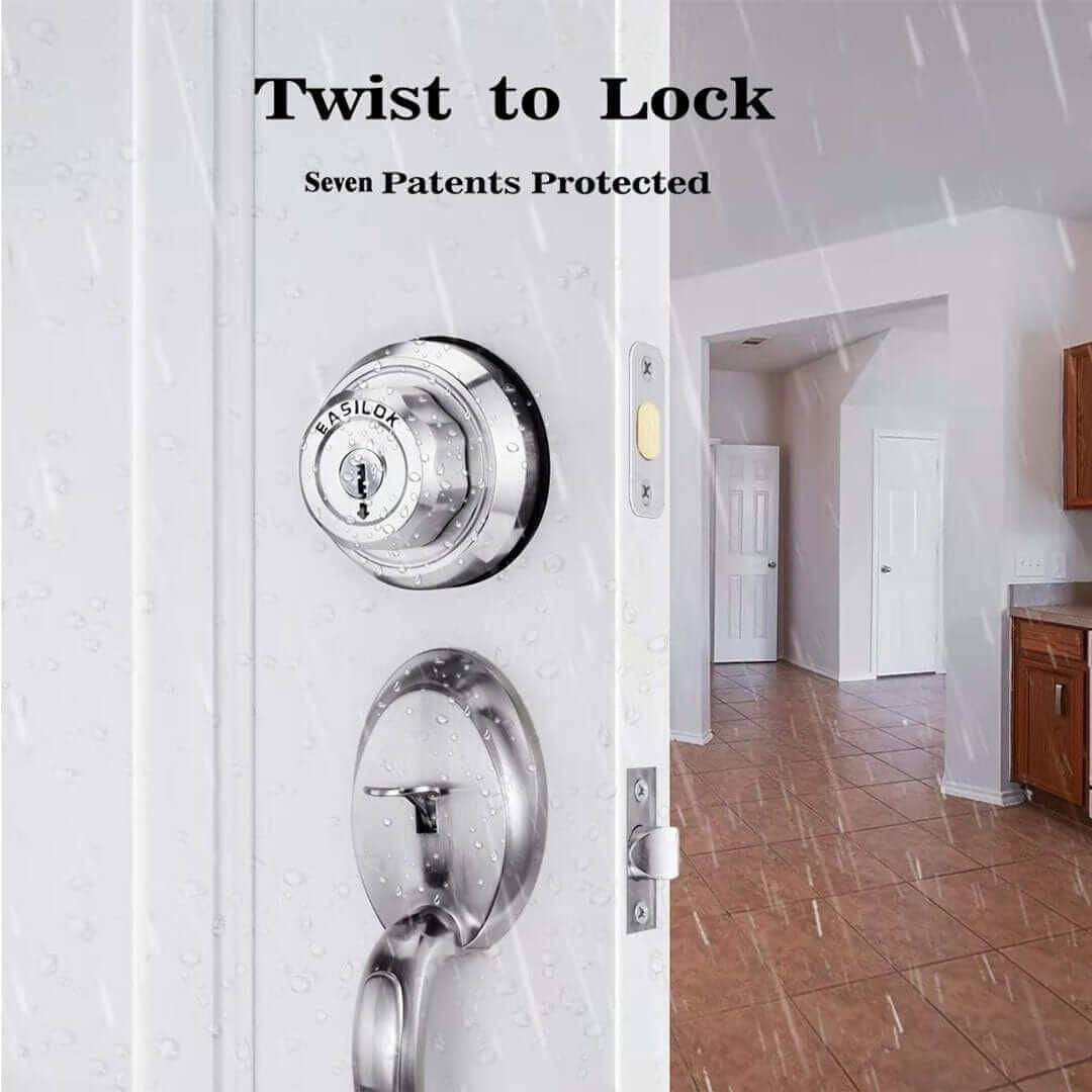 EASILOK E2 twist to lock deadbolt without any keys for front door knob lock Black(Dimple key)