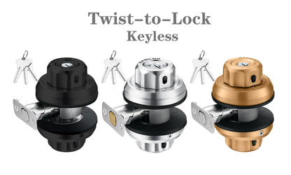 EASILOK E2 twist to lock deadbolt without any keys for front door knob lock Black 2 Packs(SC key)