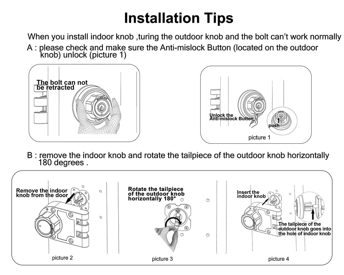 AIsecure Twist to Lock Jimmy Proof Deadbolt Lock Keyless with Unpickable Night Latch&Anti-Mislock Button,304 Stainless Steel, SC Keys,Brass