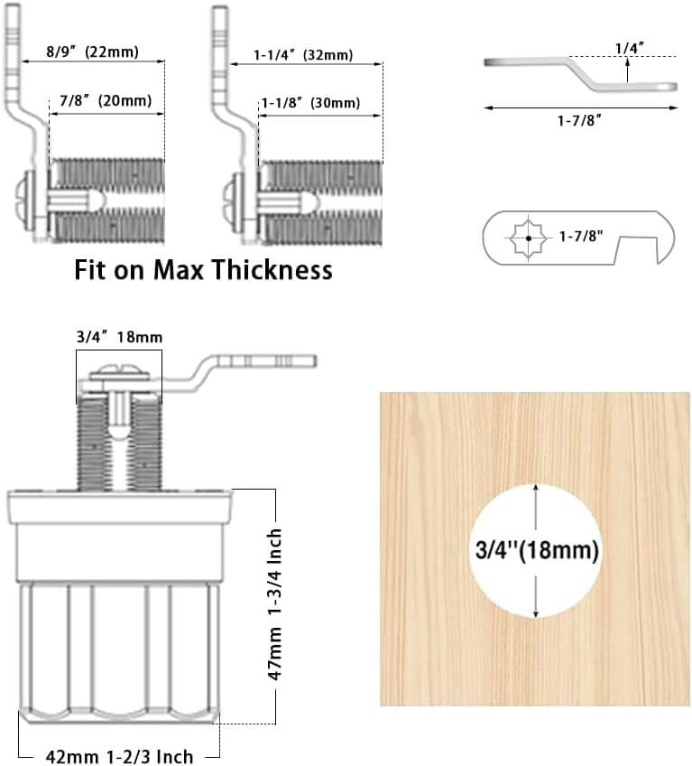 AIsecure A7: 2*locks Twist-to-Lock Cabinet Cam Lock Keyed Alike Combo Silver 7/8”