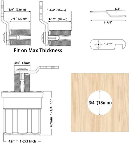 AIsecure A7: 2*locks Twist-to-Lock Cabinet Cam Lock Keyed Alike Combo Silver 7/8”