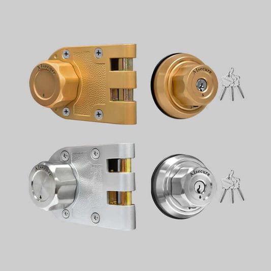 AIsecure Twist to Lock Jimmy Proof Deadbolt Lock Keyless, 2 Packs, Keyed Alike, with Unpickable Night Latch&Anti-Mislock Button,304 Stainless Steel, SC Keys,Silver&Brass